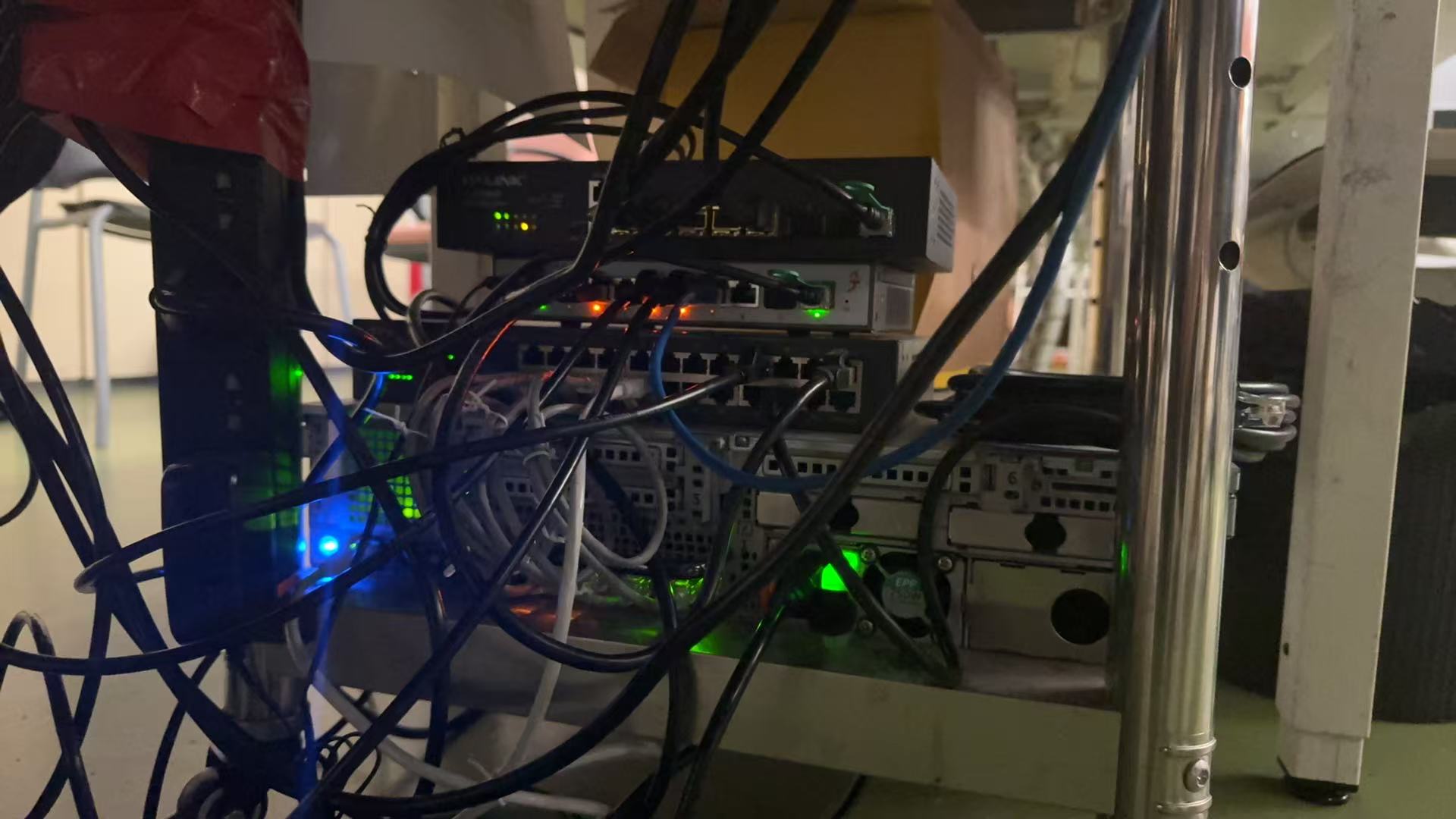 Switches and cables used in the IST network project.